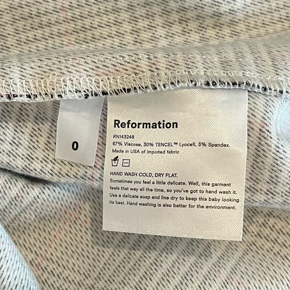 Reformation Glen Plaid Mini Skirt with Pink Accents